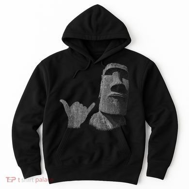 Funny Easter Island Rapa Nui Moai Statue Surfer Shaka Sign Hoodie