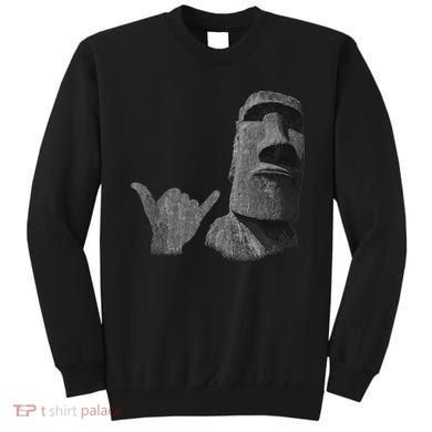 Funny Easter Island Rapa Nui Moai Statue Surfer Shaka Sign Sweatshirt