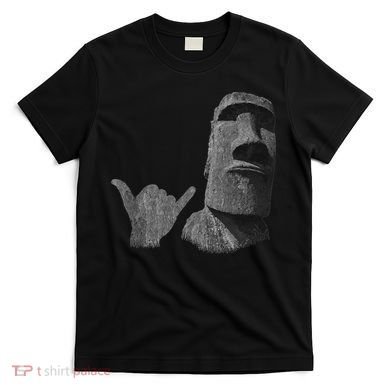Funny Easter Island Rapa Nui Moai Statue Surfer Shaka Sign T-Shirt