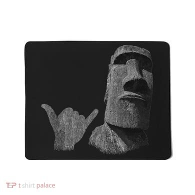 Funny Easter Island Rapa Nui Moai Statue Surfer Shaka Sign Mousepad