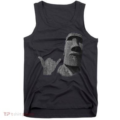 Funny Easter Island Rapa Nui Moai Statue Surfer Shaka Sign Tank Top