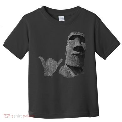 Funny Easter Island Rapa Nui Moai Statue Surfer Shaka Sign Toddler T-Shirt