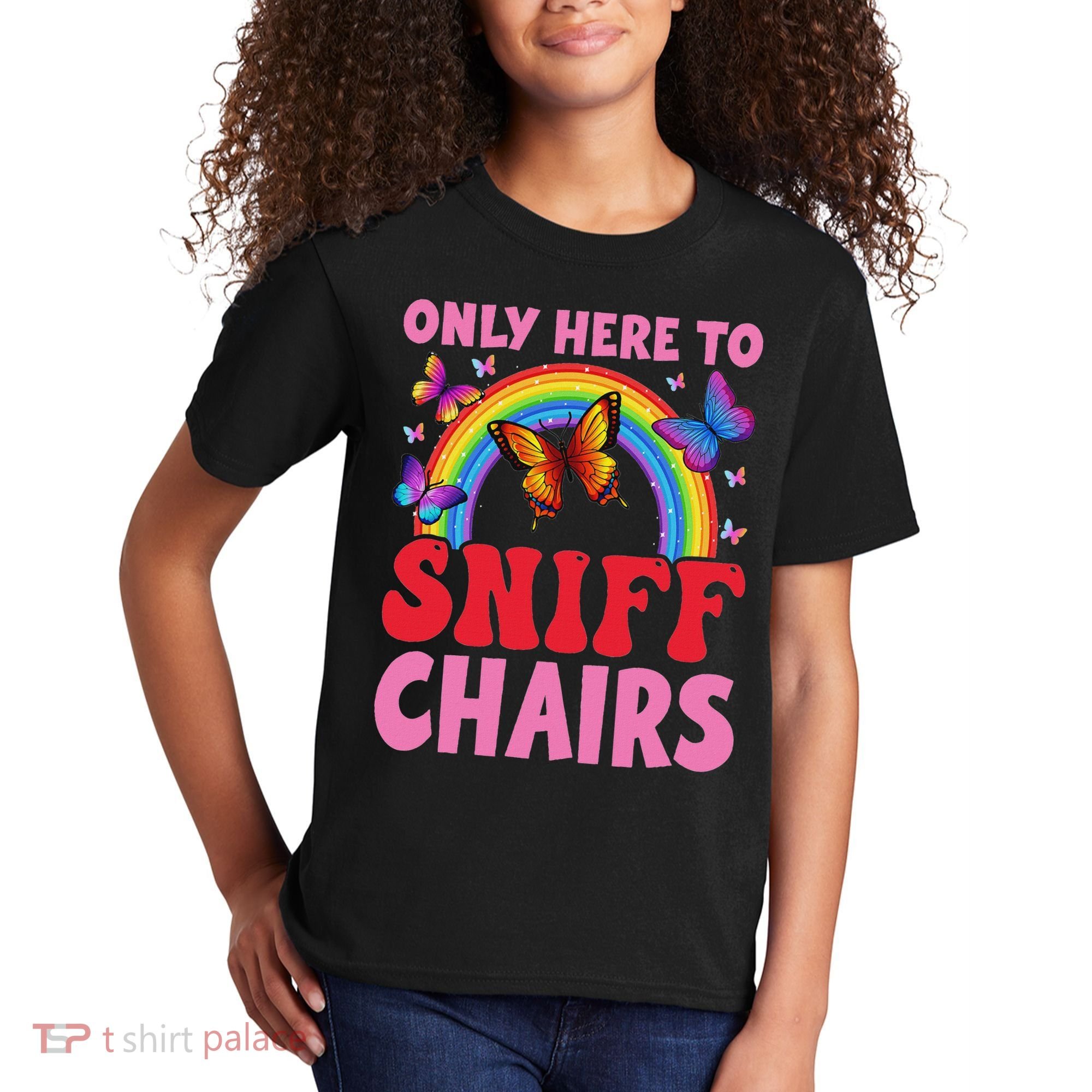 Funny Embarrassing Inappropriate Only Here To Sniff Chair Kids T-Shirt