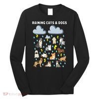 Funny English Idiom Raining Cats and Dogs Puppies Kitten Long Sleeve Shirt thumb 0