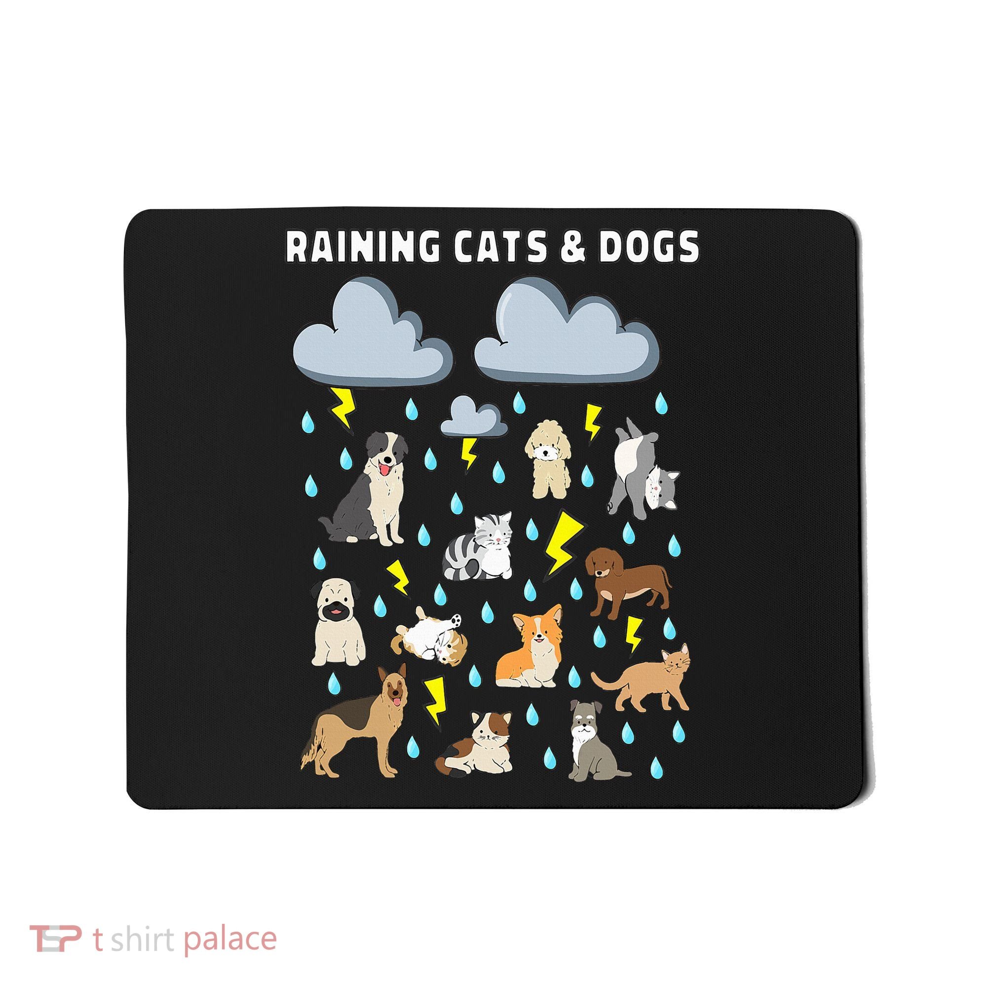 Funny English Idiom Raining Cats and Dogs Puppies Kitten Mousepad