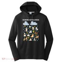 Funny English Idiom Raining Cats and Dogs Puppies Kitten Performance Fleece Hoodie thumb 0