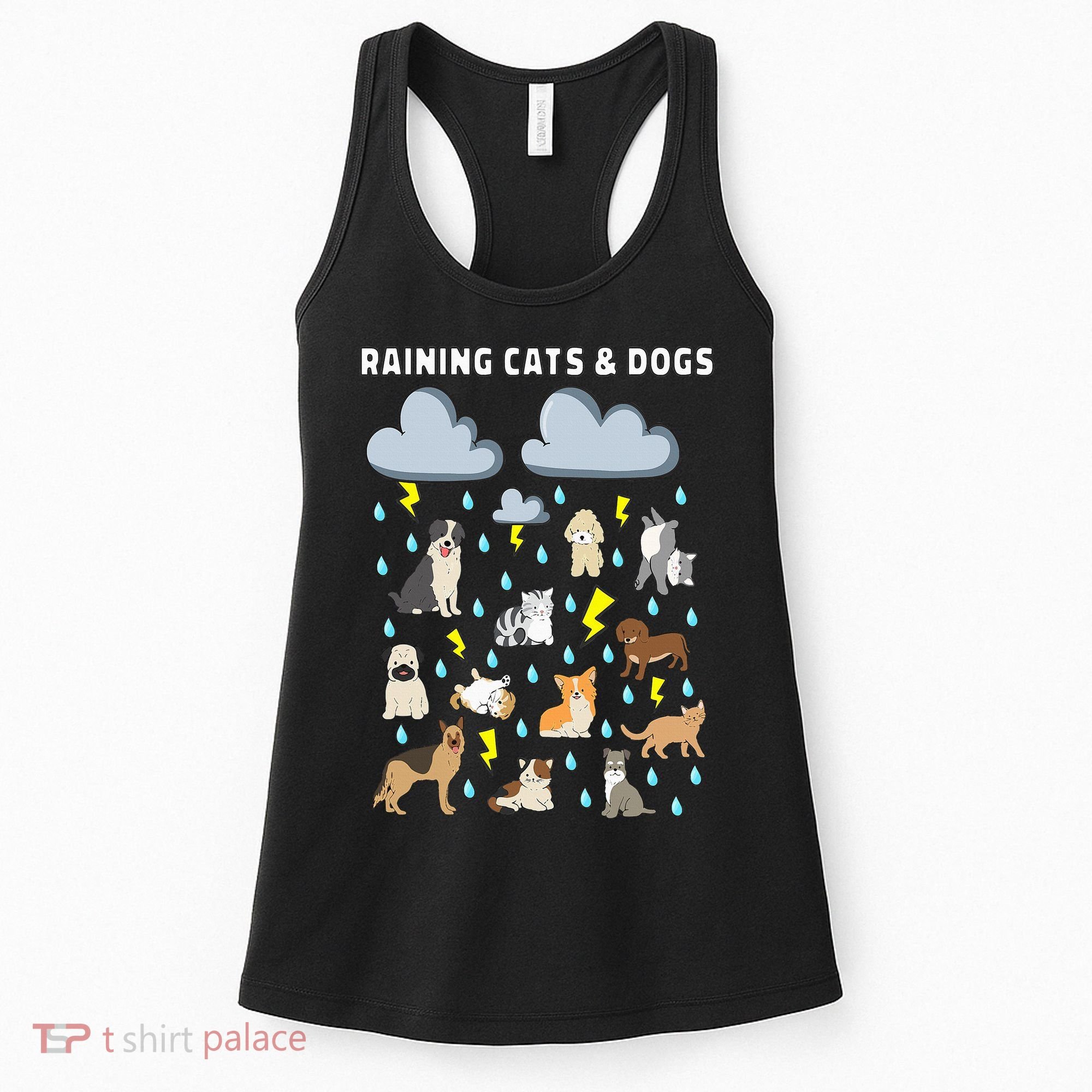 Funny English Idiom Raining Cats and Dogs Puppies Kitten Women's Tank Top