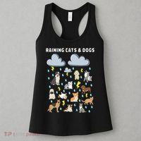 Funny English Idiom Raining Cats and Dogs Puppies Kitten Women's Tank Top thumb 3