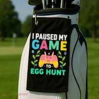 Funny Easter I Pause My Game To Egg Hunt Golf Towel thumb 2