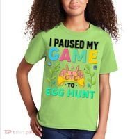 Funny Easter I Pause My Game To Egg Hunt Kids T-Shirt thumb 2