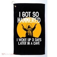 Funny Easter Jesus Got Hammered Resurrection  Golf Towel thumb 0