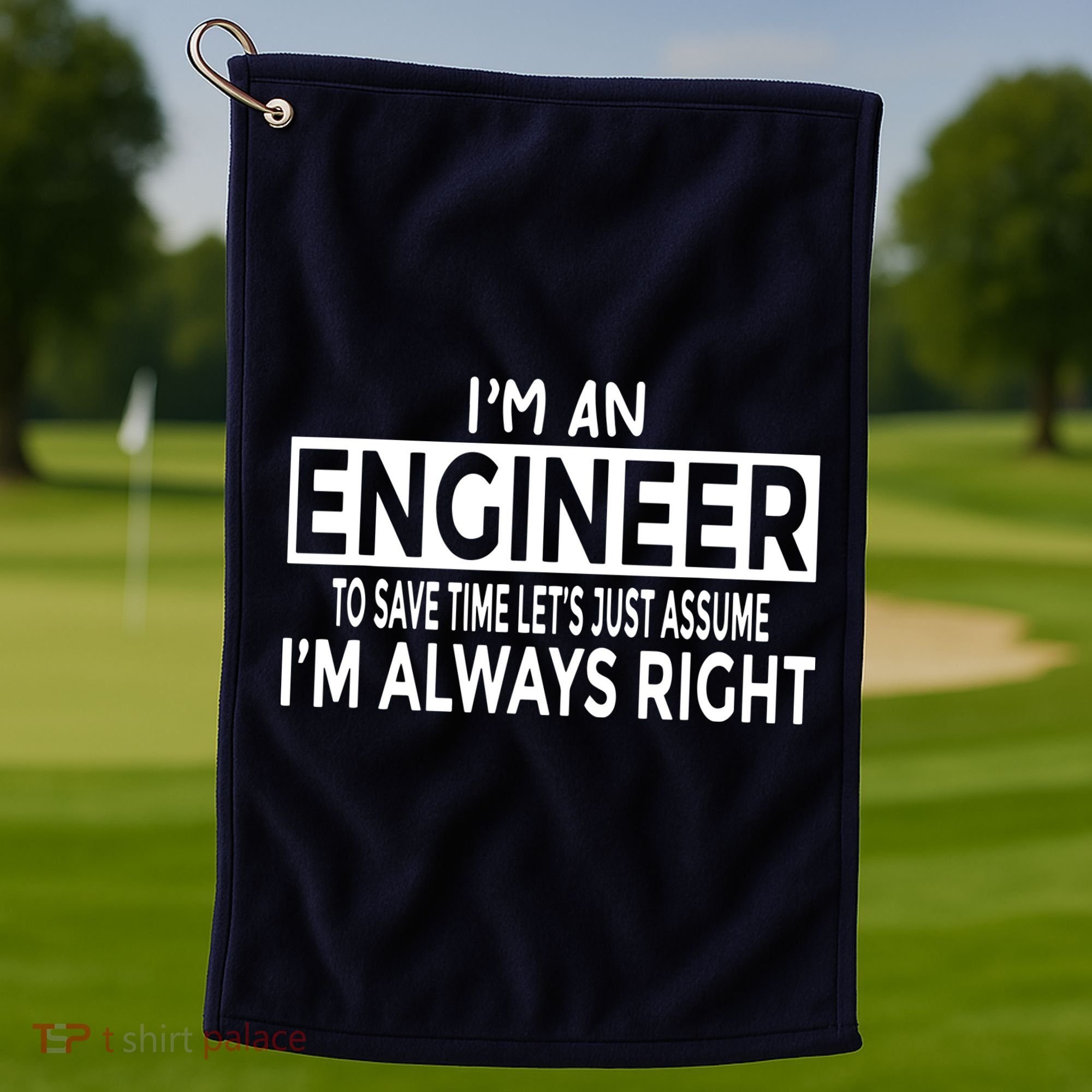 Funny Engineer Just Assume Im Always Right Golf Towel