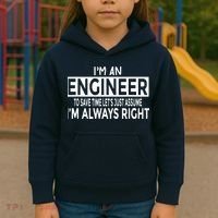 Funny Engineer Just Assume Im Always Right Kids Hoodie thumb 3