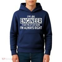 Funny Engineer Just Assume Im Always Right Kids Hoodie thumb 4