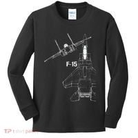 F15 Eagle Jet Military Stealth Fighter Jet Kids Long Sleeve Shirt thumb 0