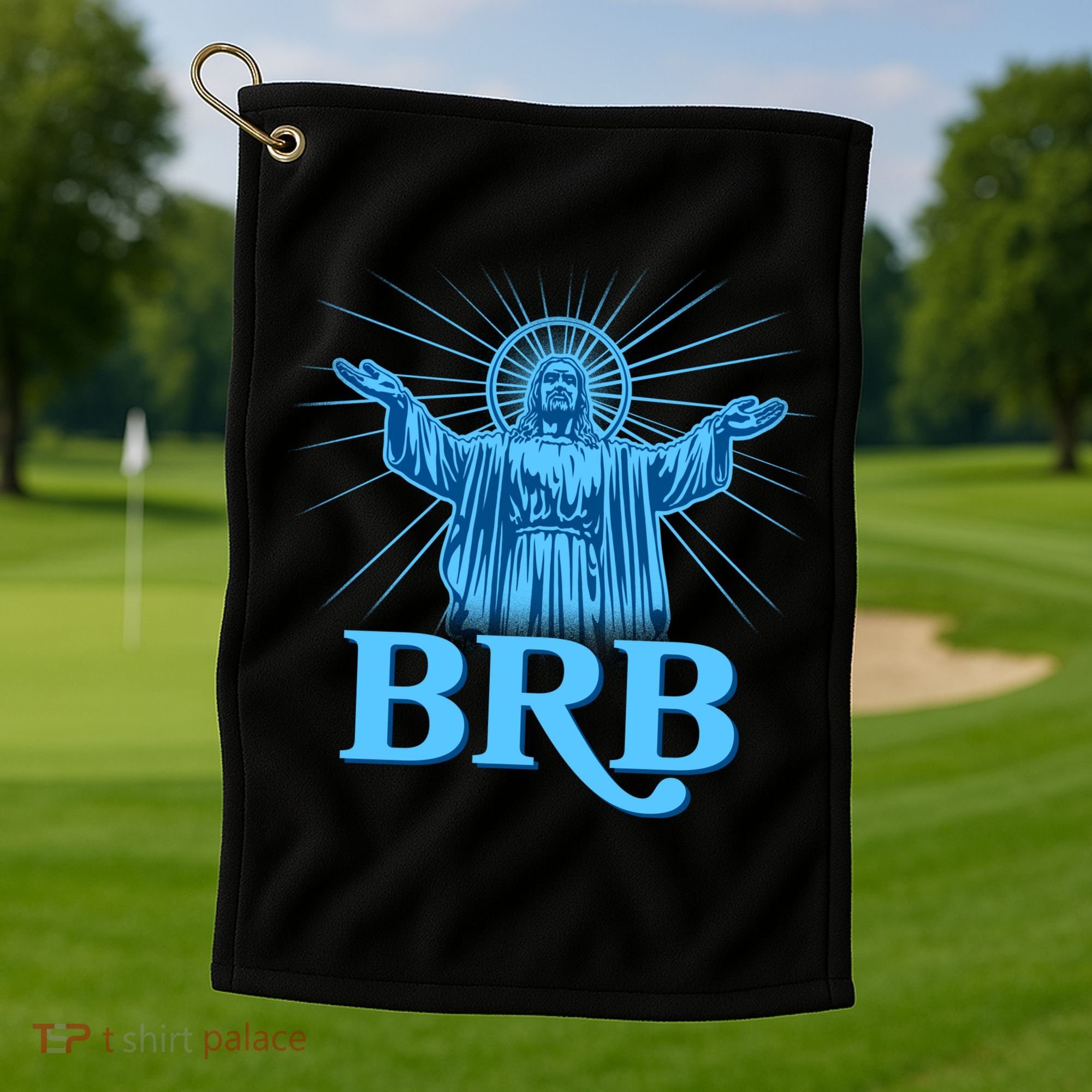 Funny Easter Jesus BRB Be Right Back Golf Towel
