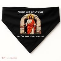 Funny Easter Jesus Coming Out Of My Cave Retro Humor Easter USA-Made Doggie Bandana thumb 0
