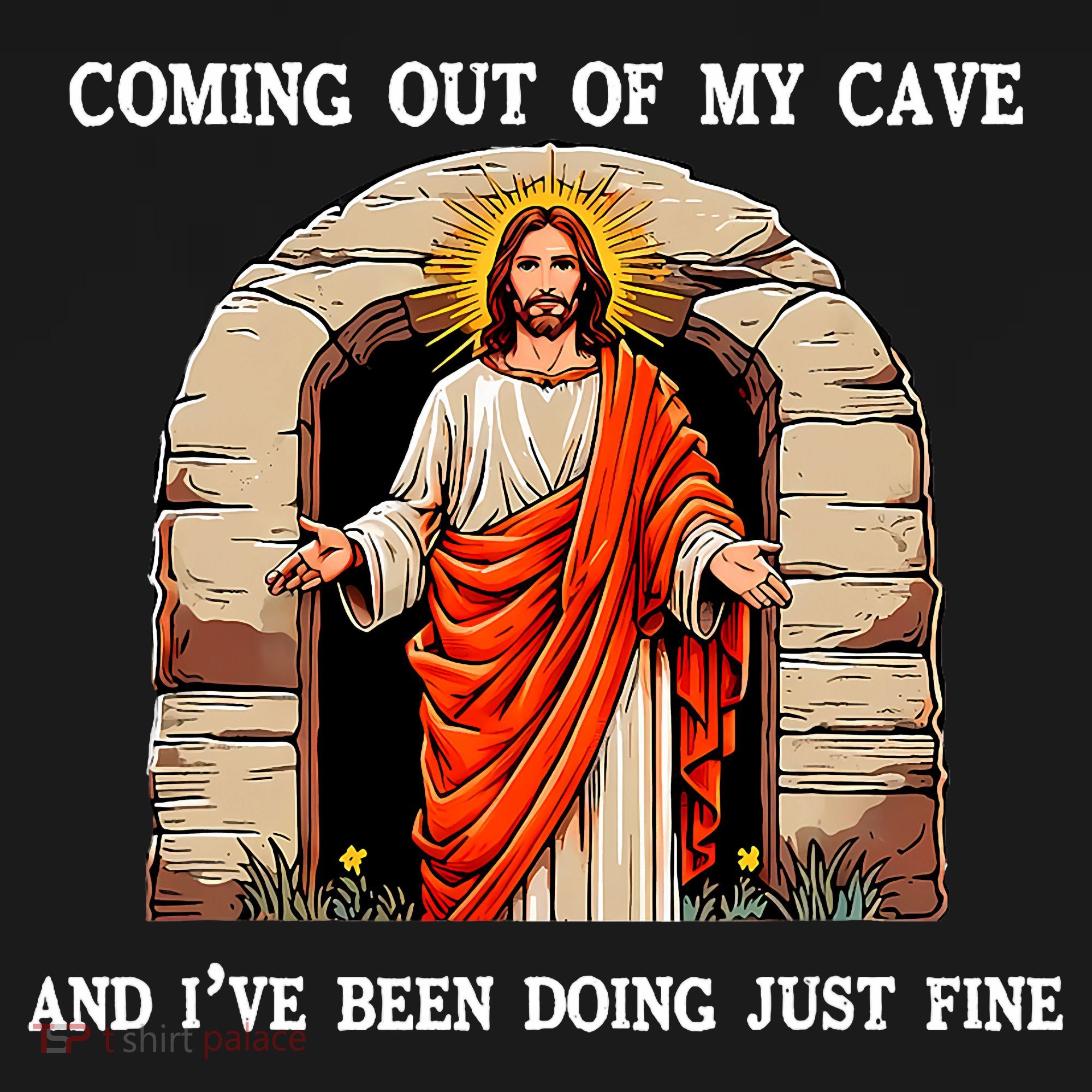 Funny Easter Jesus Coming Out Of My Cave Retro Humor Easter Sweatshirt