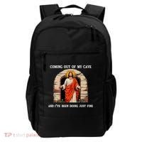 Funny Easter Jesus Coming Out Of My Cave Retro Humor Easter Backpack thumb 0