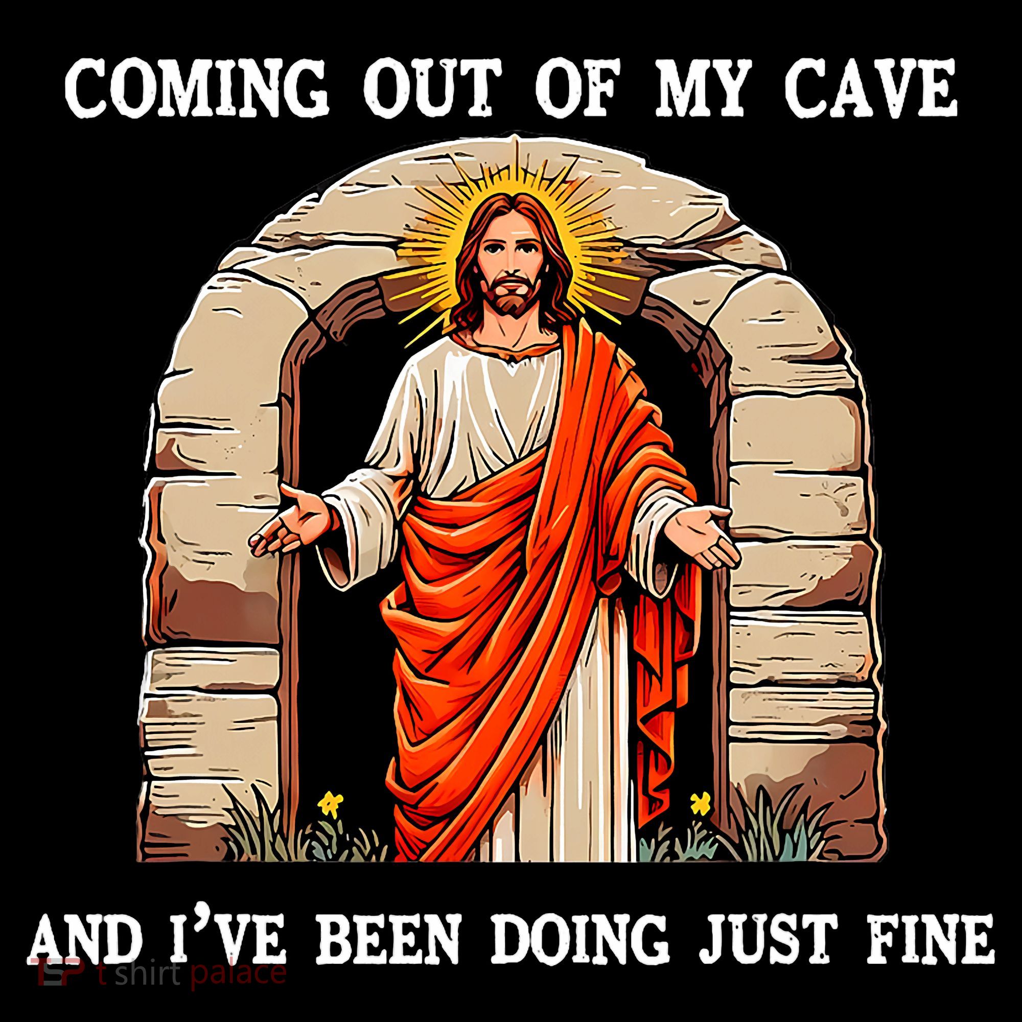 Funny Easter Jesus Coming Out Of My Cave Retro Humor Easter Coffee Mug
