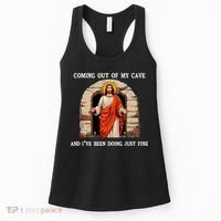 Funny Easter Jesus Coming Out Of My Cave Retro Humor Easter Women's Tank Top thumb 0