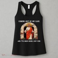 Funny Easter Jesus Coming Out Of My Cave Retro Humor Easter Women's Tank Top thumb 3