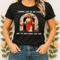 Funny Easter Jesus Coming Out Of My Cave Retro Humor Easter Women's T-Shirt thumb 2