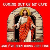 Funny Easter Jesus Coming Out Of My Cave Retro Humor Easter Santa Hat thumb 1