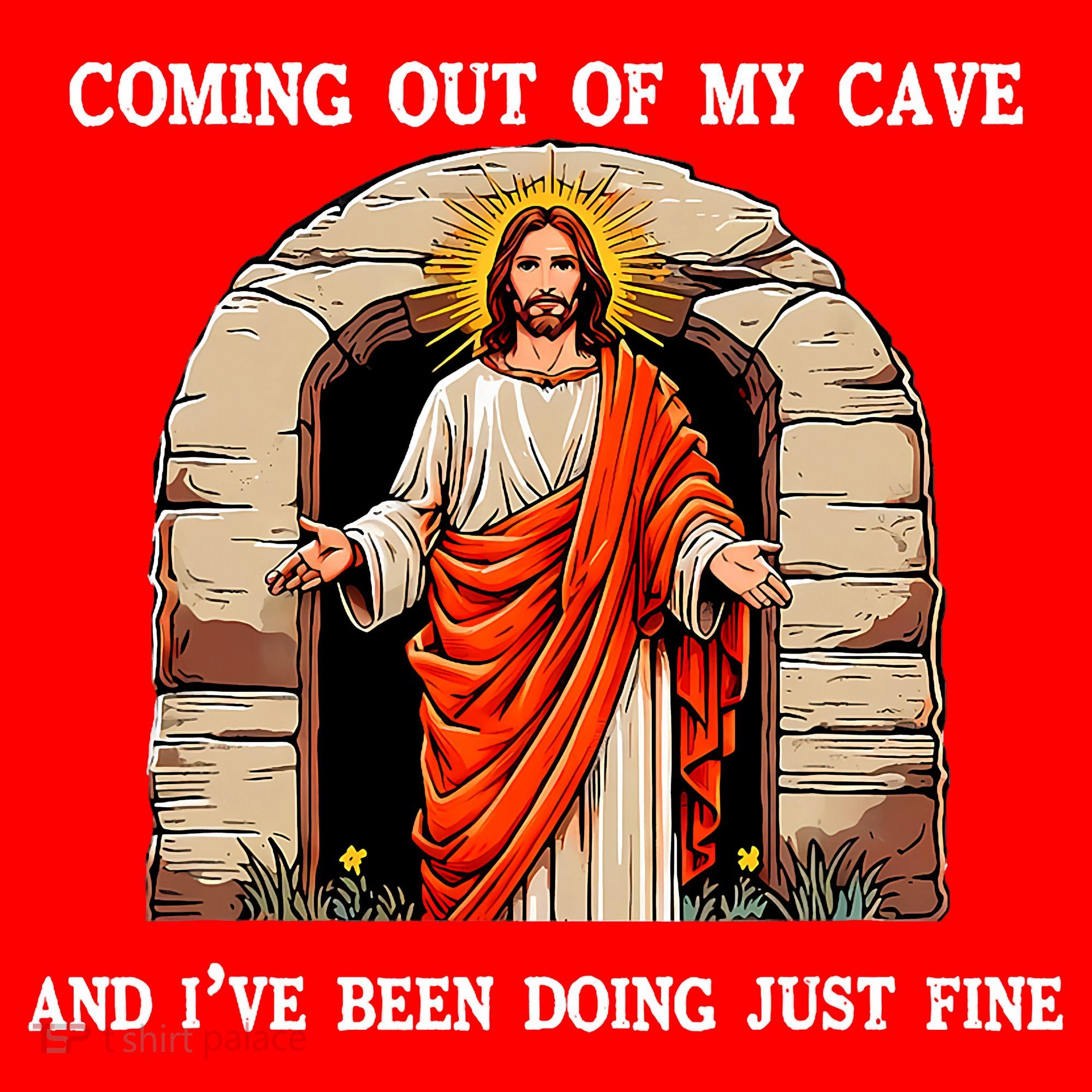 Funny Easter Jesus Coming Out Of My Cave Retro Humor Easter Santa Hat