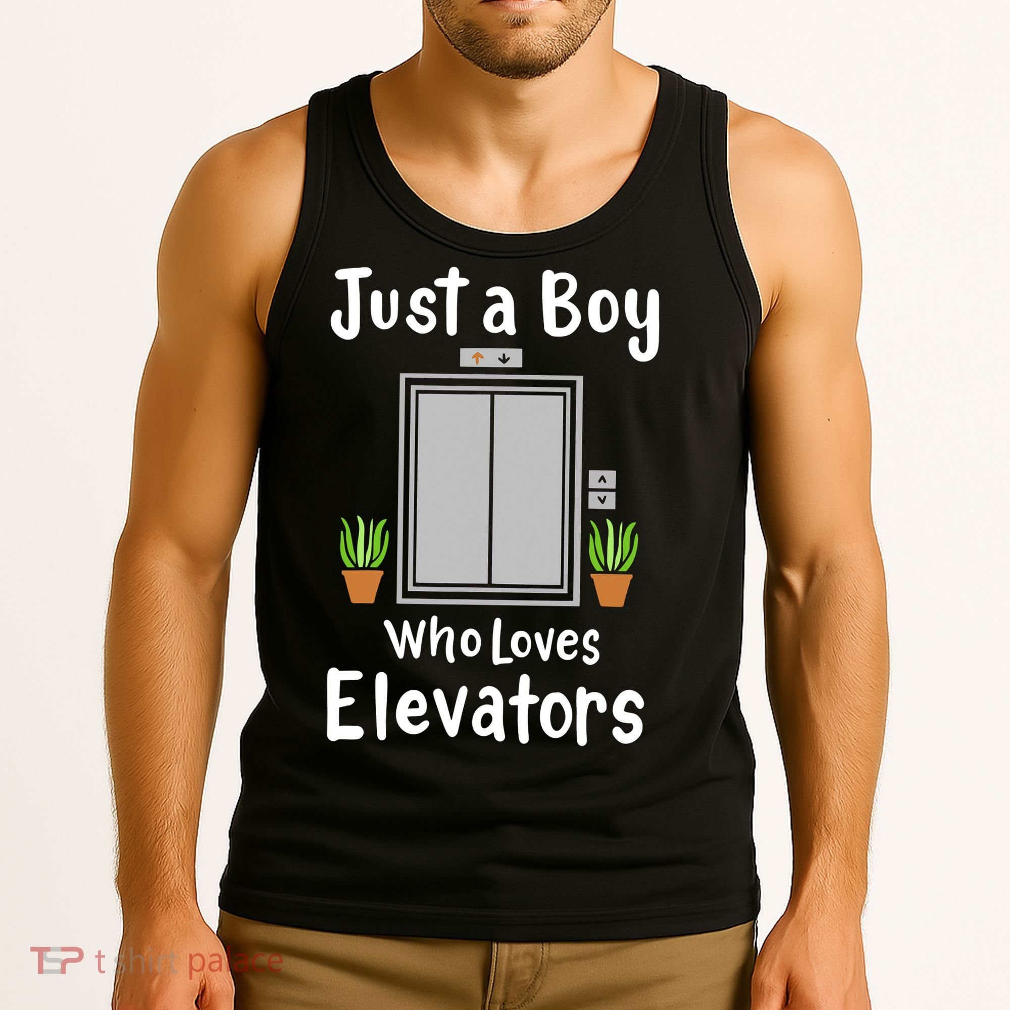Funny Elevator Just A Boy Who Loves Elevators Tank Top