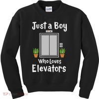 Funny Elevator Just A Boy Who Loves Elevators Kids Sweatshirt thumb 0