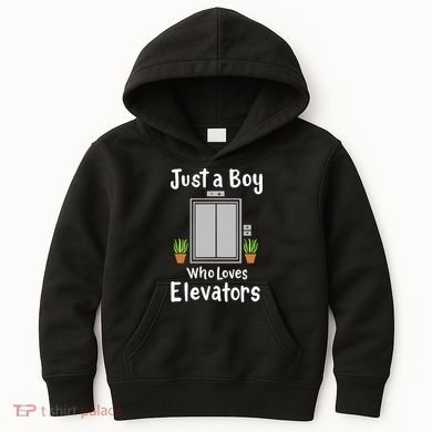 Funny Elevator Just A Boy Who Loves Elevators Kids Hoodie