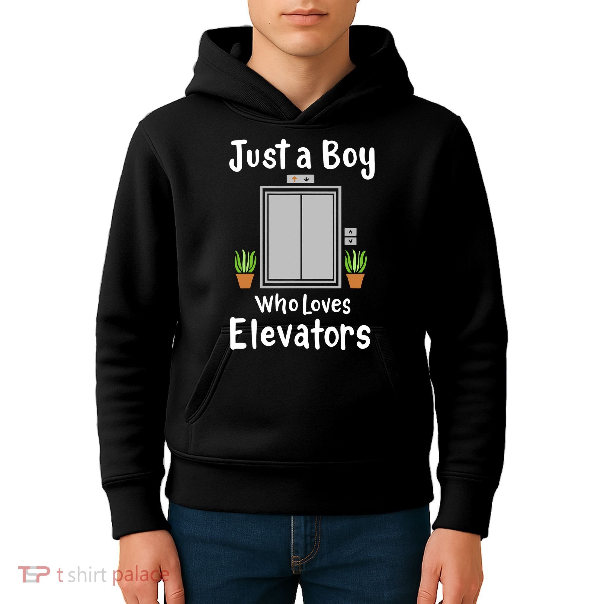 Funny Elevator Just A Boy Who Loves Elevators Kids Hoodie