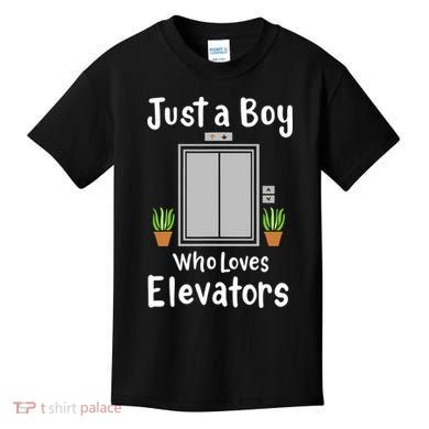Funny Elevator Just A Boy Who Loves Elevators Kids T-Shirt