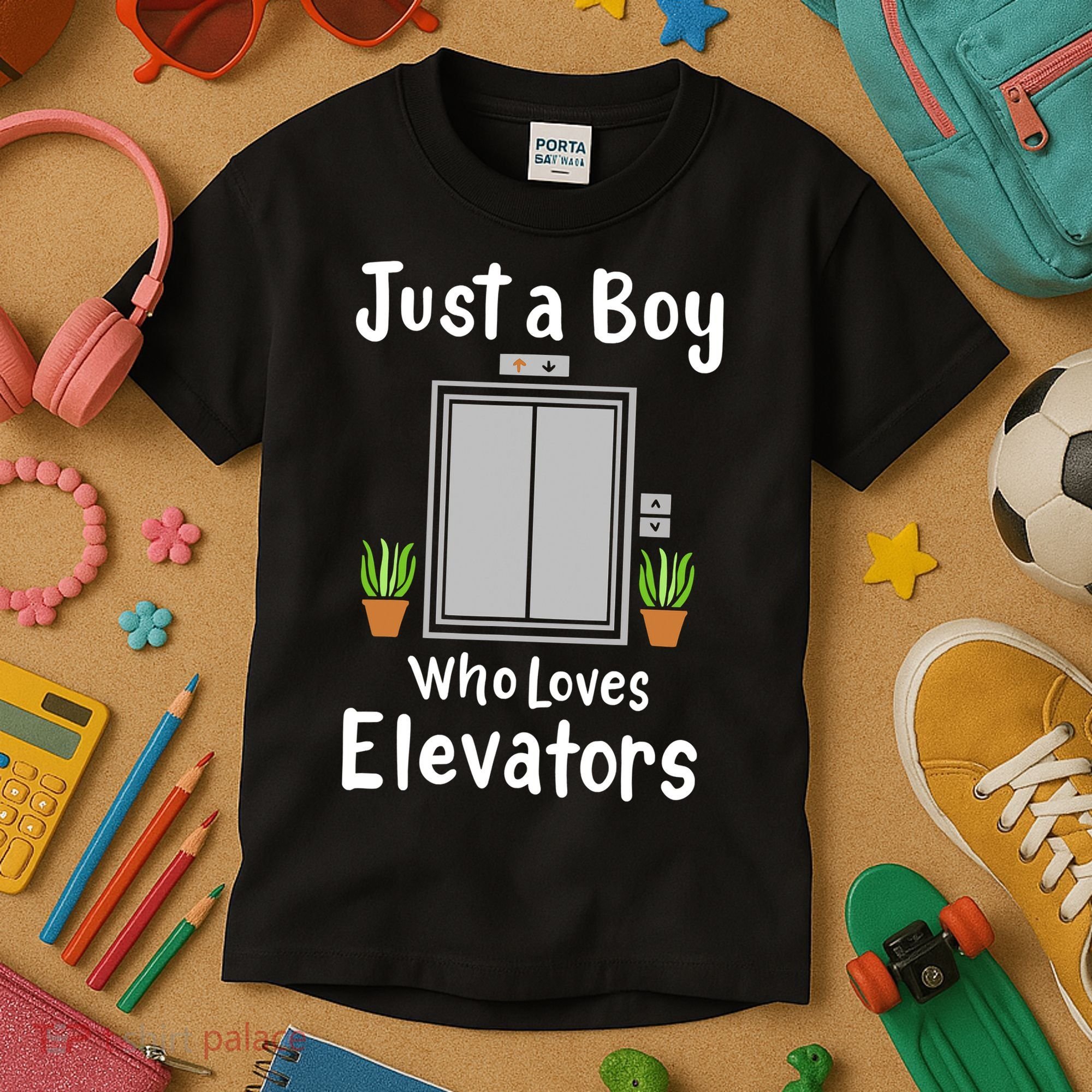 Funny Elevator Just A Boy Who Loves Elevators Kids T-Shirt