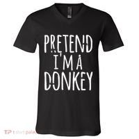 Funny Easy Lazy Halloween PRETEND IM A DONKEY Costume V-Neck T-Shirt thumb 0