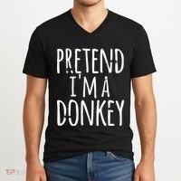 Funny Easy Lazy Halloween PRETEND IM A DONKEY Costume V-Neck T-Shirt thumb 2