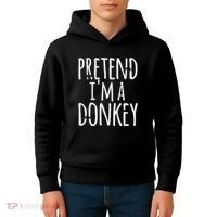 Funny Easy Lazy Halloween PRETEND IM A DONKEY Costume Kids Hoodie thumb 4