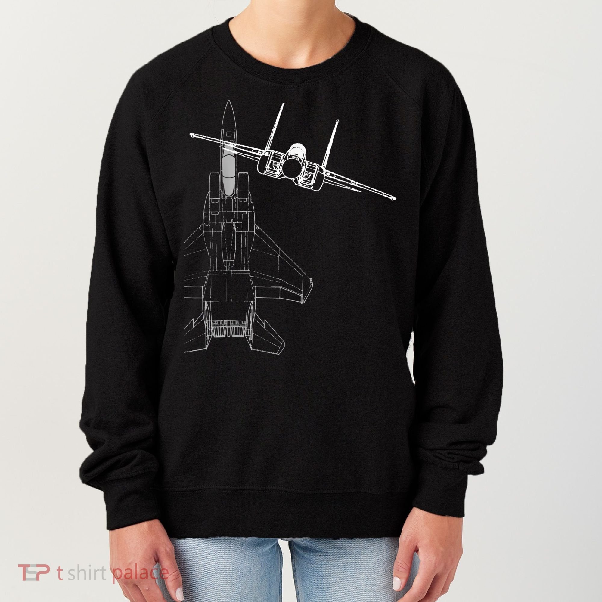 F15 Eagle Line Art Military Jet Fighter Women's Sweatshirt