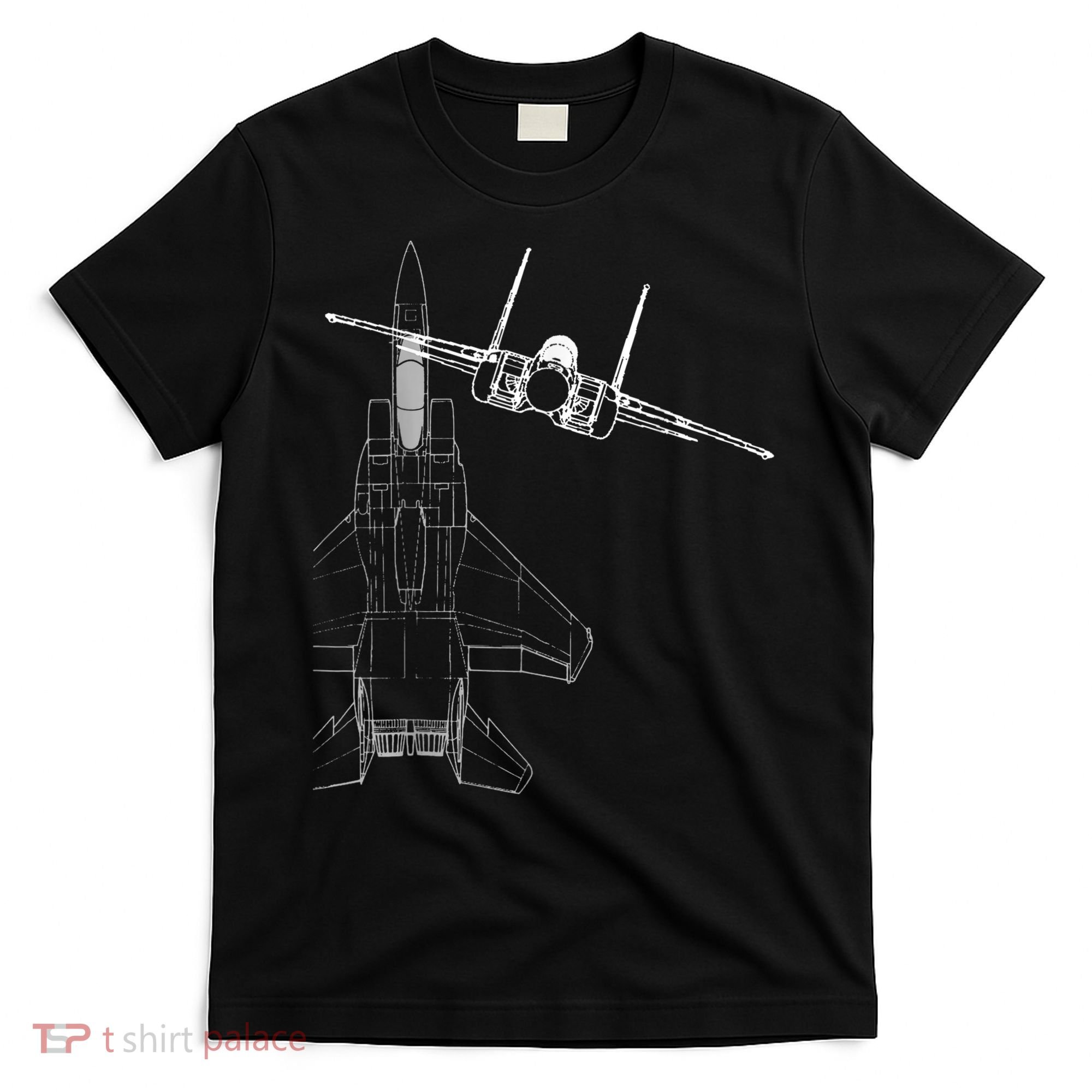 F15 Eagle Line Art Military Jet Fighter T-Shirt