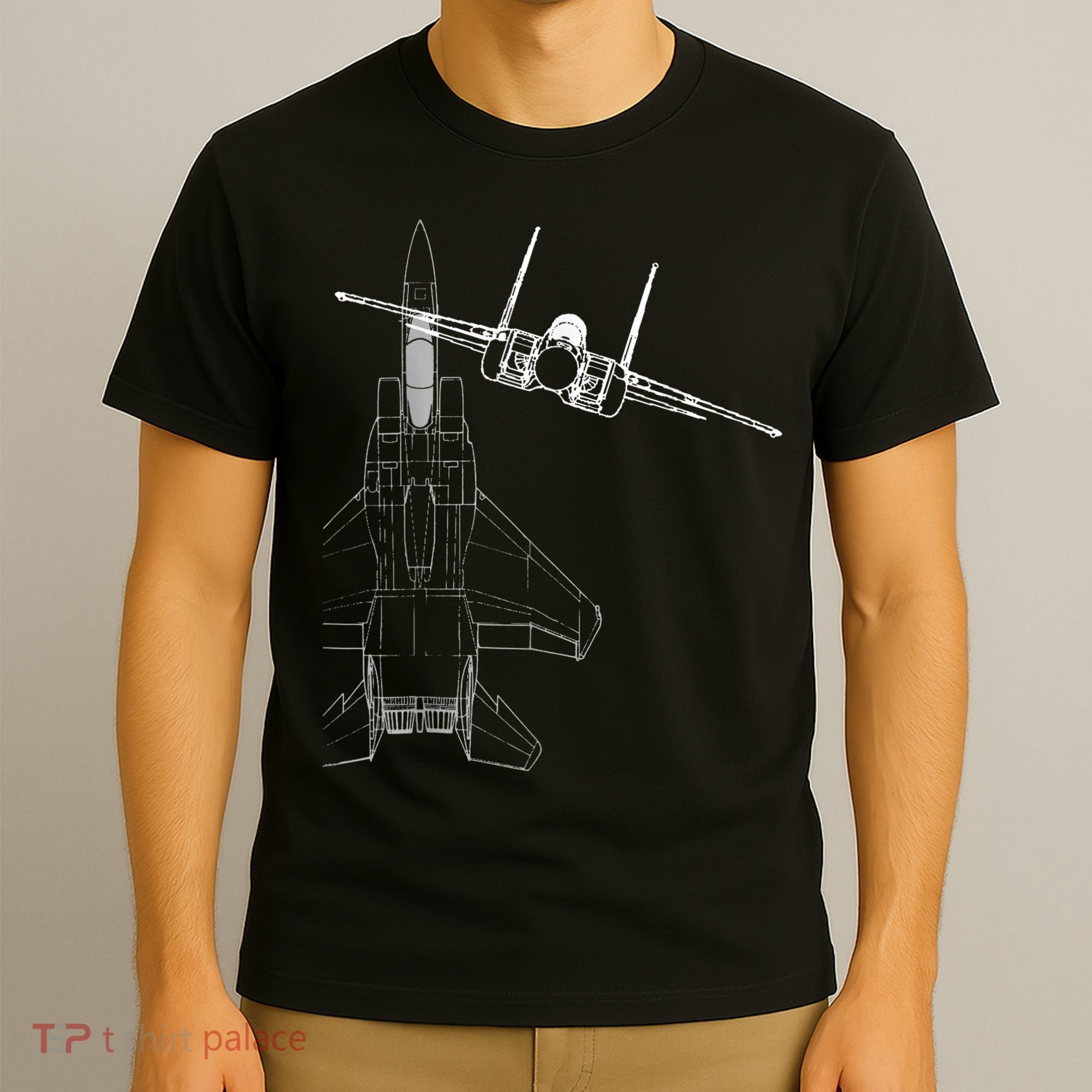 F15 Eagle Line Art Military Jet Fighter T-Shirt