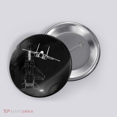 F15 Eagle Line Art Military Jet Fighter Button