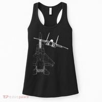F15 Eagle Line Art Military Jet Fighter Women's Tank Top thumb 0