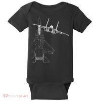 F15 Eagle Line Art Military Jet Fighter Baby Bodysuit thumb 0