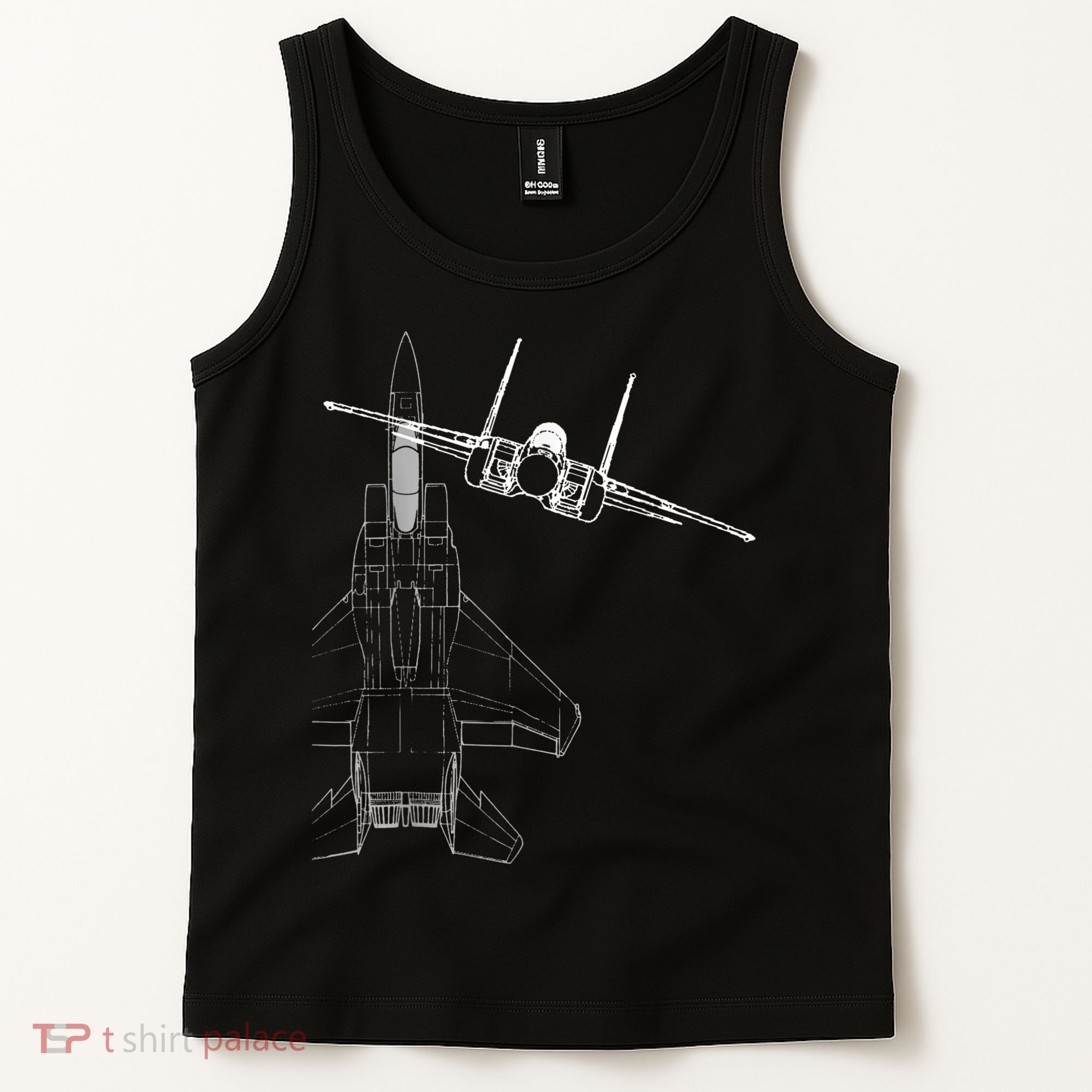 F15 Eagle Line Art Military Jet Fighter Tank Top