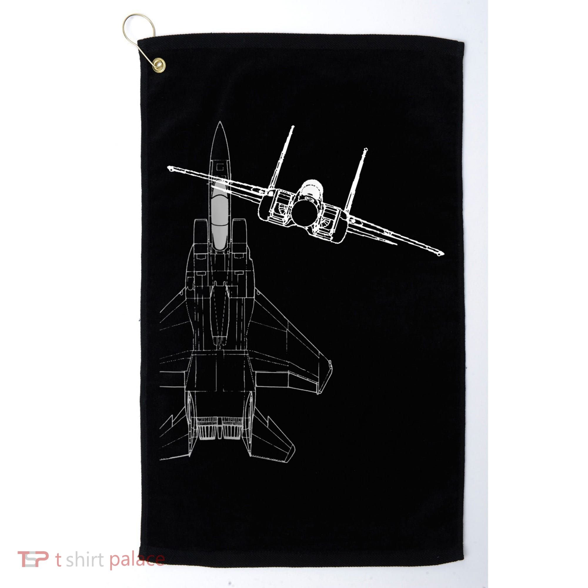 F15 Eagle Line Art Military Jet Fighter Golf Towel
