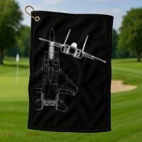 F15 Eagle Line Art Military Jet Fighter Golf Towel thumb 1