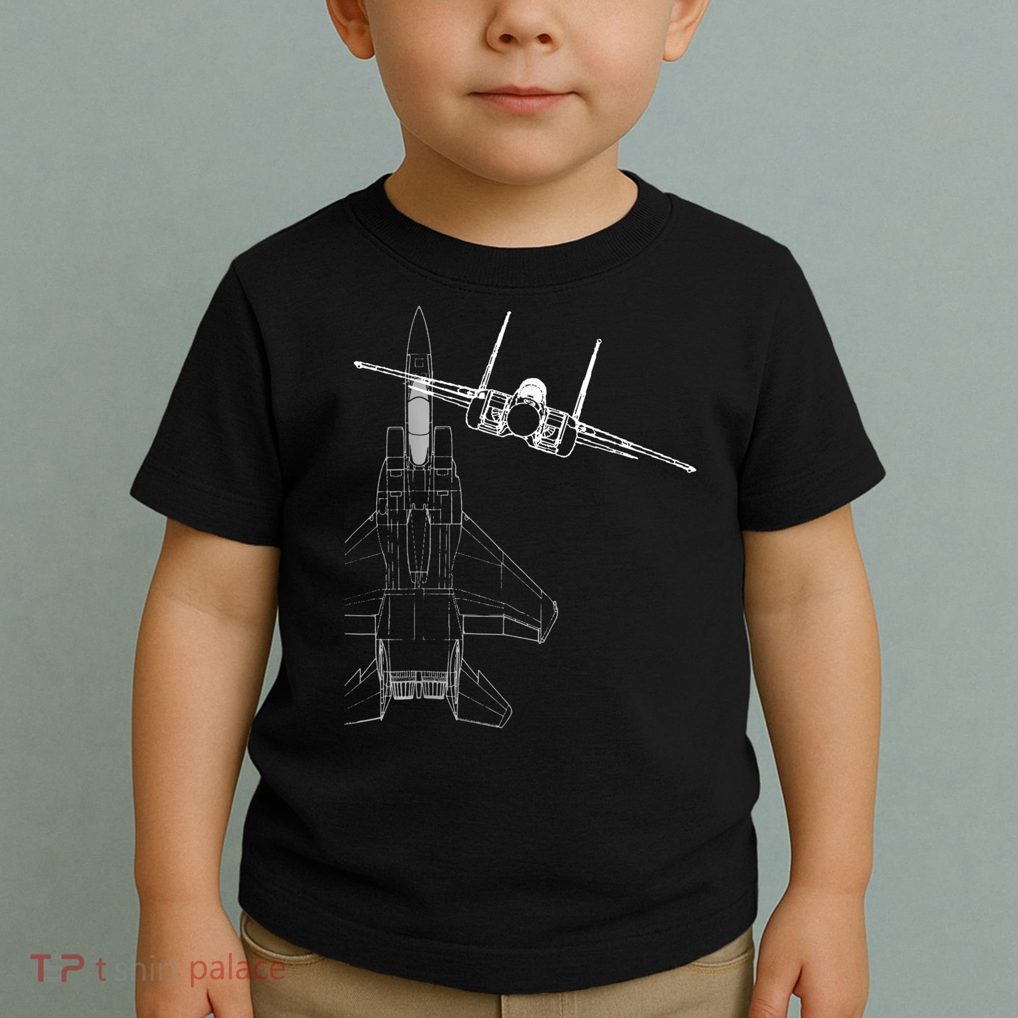 F15 Eagle Line Art Military Jet Fighter Toddler T-Shirt