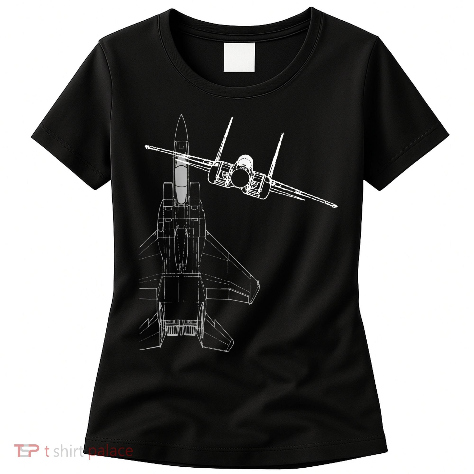 F15 Eagle Line Art Military Jet Fighter Women's T-Shirt