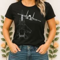 F15 Eagle Line Art Military Jet Fighter Women's T-Shirt thumb 2